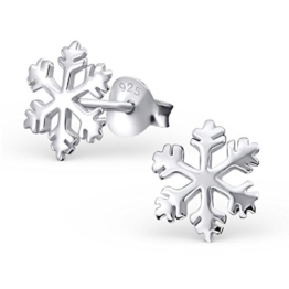 Klein, schlicht, Sterling-Silber 925, 1 Paar Ohrstecker Schneeflocke