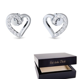 Kleine Ohrstecker Herz Ohrstecker Silberohrstecker – inkl. Luxusetui mit Gravur „Ich liebe Dich“ + – Zirkonia Herz Ohrringe Ohr Stecker Ohr Ringe Silber Zirkonia FF136-14 SS925
