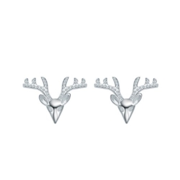 Lackingone Hirschkopf Ohrstecker Weihnachten Ohrringe 925 Sterling Silber Weihnachtenschmuck