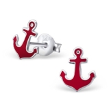 Laimons Damen-Ohrstecker Anker glanz rot Sterling Silber 925