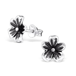 Laimons Damen-Ohrstecker Damenschmuck Blume Orchidee oxidiert Sterling Silber 925