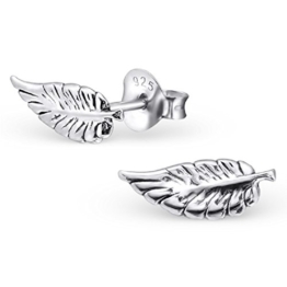 Laimons Damen-Ohrstecker Feder oxidiert Sterling Silber 925