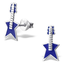 Laimons Damen-Ohrstecker Gitarre blau Sterling Silber 925
