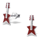 Laimons Damen-Ohrstecker Gitarre rot Sterling Silber 925
