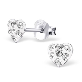 Laimons Damen-Ohrstecker Herz Glitzer weiß Sterling Silber 925