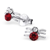 Laimons Damen-Ohrstecker Spinnen Design mit glitzer weiß rot Sterling Silber 925