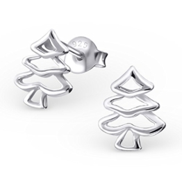 Laimons Damen-Ohrstecker Tannenbaum Baum offen glanz Sterling Silber 925