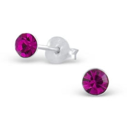 Laimons Damen-Ohrstecker Zirkonia rund pink Sterling Silber 925