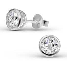 Laimons Damen-Ohrstecker Zirkonia rund weiß Sterling Silber 925