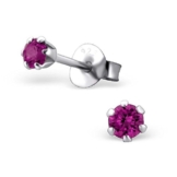 Laimons Damen-Ohrstecker rund Glitzer pink Sterling Silber 925