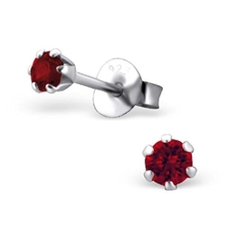 Laimons Damen-Ohrstecker rund Glitzer rot rosa Sterling Silber 925