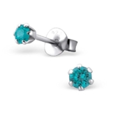 Laimons Damen-Ohrstecker rund Glitzer türkis Sterling Silber 925