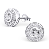 Laimons Damen-Ohrstecker rund glanz Zirkonia weiß Sterling Silber 925