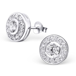 Laimons Damen-Ohrstecker rund glanz Zirkonia weiß Sterling Silber 925