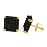 Lilu Jewels Dazzling Rundschliff Echt Schwarz Diamant ERG03 Ebnen quadratisch Ohrstecker für Damen