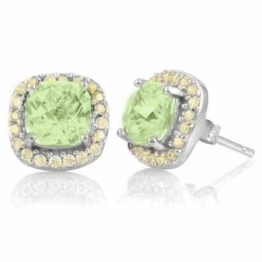Luxuriöse 10mm Ohrringe / Ohrstecker mit Peridot und Citrin, Sterling Silber (E03)