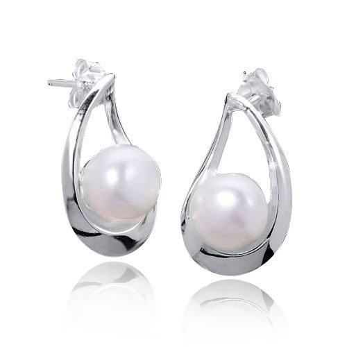 MATERIA Ohrstecker Perle silber – 925 Silber Ohrschmuck Ohrringe Perlen aus Süßwasserzucht mit Box deutsche Juwelieranfertigung #SO-53