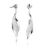 MATERIA Schmuck 925 Silber Ohrstecker Pendel lang – Damen Ohrringe Stecker mit 48 Zirkonia Steinen gekordelt inkl. Schmuck Box #SO-142