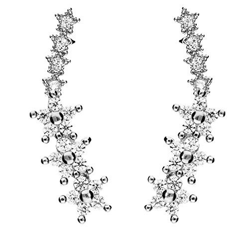 MYA art Ohstecker Ohrringe Ear Cuff Pins 925 Sterling Silber Blumen Sterne mit Zirkonia MYASIOHR-29