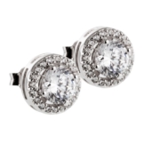 Mailando Ohrstecker Ohrringe rund, 925 Sterling Silber, rhodiniert, mit eingefassten Zirkonia Steinen