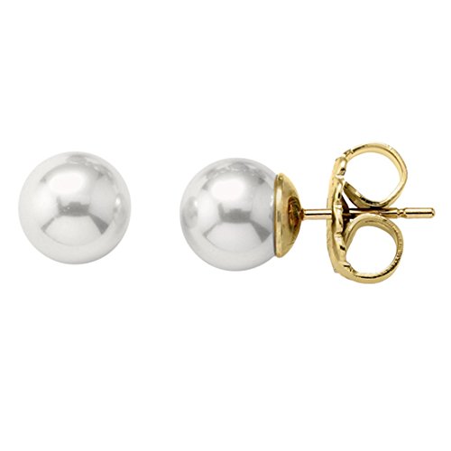 Majorica Ohrstecker, weiße Perlen, 10 mm, rund