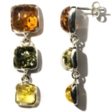 Mehrfarbiger Bernstein Sterling Silber Quadratische Ohrstecker