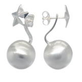 Melina Damen-Ohrhänger Vario-Duo Ohrstecker-Ohrhänger-Kombination Stern und Kugel 925 Silber – 1500222