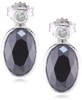 Merii Damen-Ohrstecker 925 Sterlingsilber rhodiniert Zirkonia schwarz 20 mm M0538E/90/24