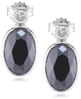 Merii Damen-Ohrstecker 925 Sterlingsilber rhodiniert Zirkonia schwarz 20 mm M0538E/90/24