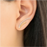 Minimalistisch zwei getönten paar Silber 925 handgemachte Ohr Stulpe Ohrringe mit perlen, ohrstift ohrringe, ohrklemme, Ohrmanschetten für Damen, ear cuff moderne Ohrringe von Emmanuela