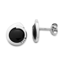 Miore Damen-Ohrstecker 925 Sterling Silber Onyx und Zirkonia MSM173E