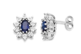 Miore Damen-Ohrstecker 925 Sterling Silber Saphir blau und Brillanten