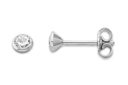Miore Damen-Ohrstecker 925 Sterling Silber rhodiniert Zirkonia 4.00 mm Rundschliff weiß – MBS019E