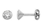 Miore Damen-Ohrstecker 925 Sterling Silber rhodiniert Zirkonia 5.50 mm Rundschliff weiß – MBS020E