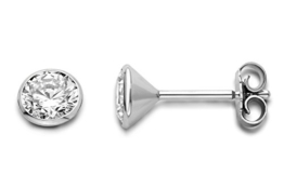 Miore Damen-Ohrstecker 925 Sterling Silber rhodiniert Zirkonia 5.50 mm Rundschliff weiß – MBS020E