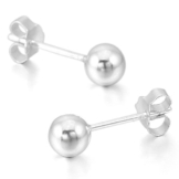 MunkiMix 5mm 925 Sterling Silber Gestüt Stecker Ohrringe Ohrstecker Ohrhänger Kugel Perle Perlen Kugel Klassiker Polished
