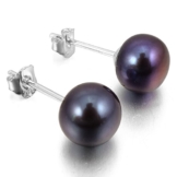 MunkiMix 7mm 925 Sterling Silber Gestüt Stecker Ohrringe Ohrstecker Ohrhänger Süßwasser Lila Purple Hochzeit Wedding Eheringe Charm Charme Elegant
