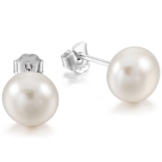 MunkiMix 7mm 925 Sterling Silber Gestüt Stecker Ohrringe Ohrstecker Ohrhänger Süßwasser Weiß Hochzeit Wedding Eheringe Charm Charme Elegant
