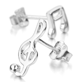 MunkiMix 925 Sterling Silber Gestüt Stecker Ohrringe Ohrstecker Ohrhänger Charm Charme Musik note Zeichen Symbol Elegant