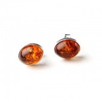 MyBernstein Bernstein Silber und Bernstein Ohrstecker Oval (Bernsteinschmuck 50119)