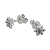 NKlaus Paar Ohrstecker 925er Sterlingsilber Ohrringe Davidstern Zirkonia Blau neu 6188