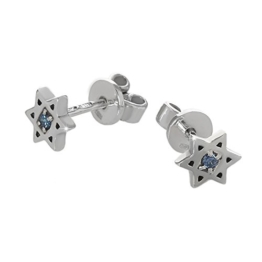 NKlaus Paar Ohrstecker 925er Sterlingsilber Ohrringe Davidstern Zirkonia Blau neu 6188