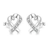 NYKKOLA 925 Schmuck Schöne Fashion Classic Kristall Ohrstecker Herz Silber Ohrringe