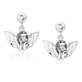Nenalina Silber Damen-Ohrringe Ohrstecker Engel Motiv Cubic Zirkonia weiß mit glänzenden Oberflächen, 222225-019