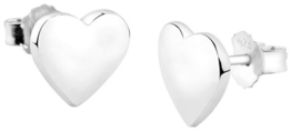 Nenalina Silber Damen-Ohrringe Ohrstecker Herz Motiv mit glänzenden Oberflächen, 324406-090