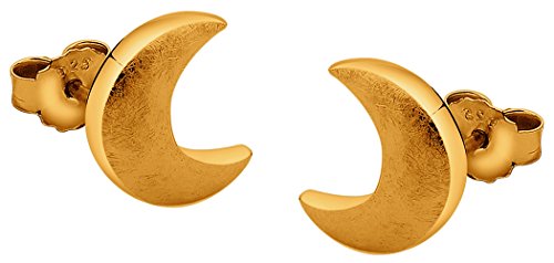 Nenalina Silber Damen-Ohrringe Ohrstecker Mond Motiv mit gebürsteten und vergoldeten Oberflächen, 324404-500