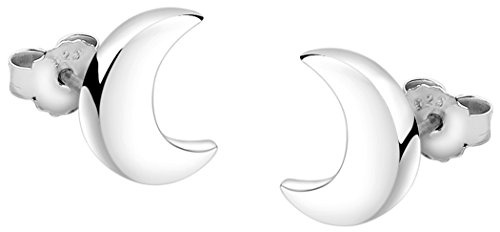 Nenalina Silber Damen-Ohrringe Ohrstecker Mond Motiv mit glänzenden Oberflächen, 324404-090