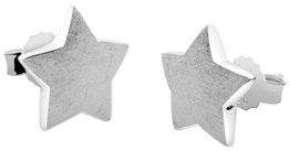 Nenalina Silber Damen-Ohrringe Ohrstecker Stern Motiv mit gebürsteten Oberflächen, 324407-390