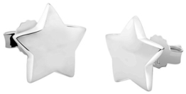 Nenalina Silber Damen-Ohrringe Ohrstecker Stern Motiv mit glänzenden Oberflächen, 324407-090