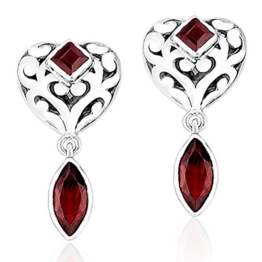 Nenalina Silber Damen-Ohrringe Ohrstecker mit geschliffenem Granat und einer glänzenden Oberfläche, 222273-002